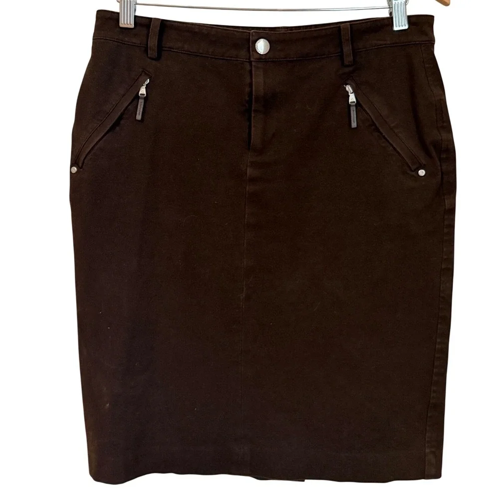 Ralph Lauren Chocolate Brown Pencil Skirt Womens Size 8 Zip Classic Quiet Luxury
